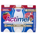ACTIMEL Tripla Azione, Yogurt da Bere con Vit D e C e Magnesio, gusto Fragola&Melograno,6x100g